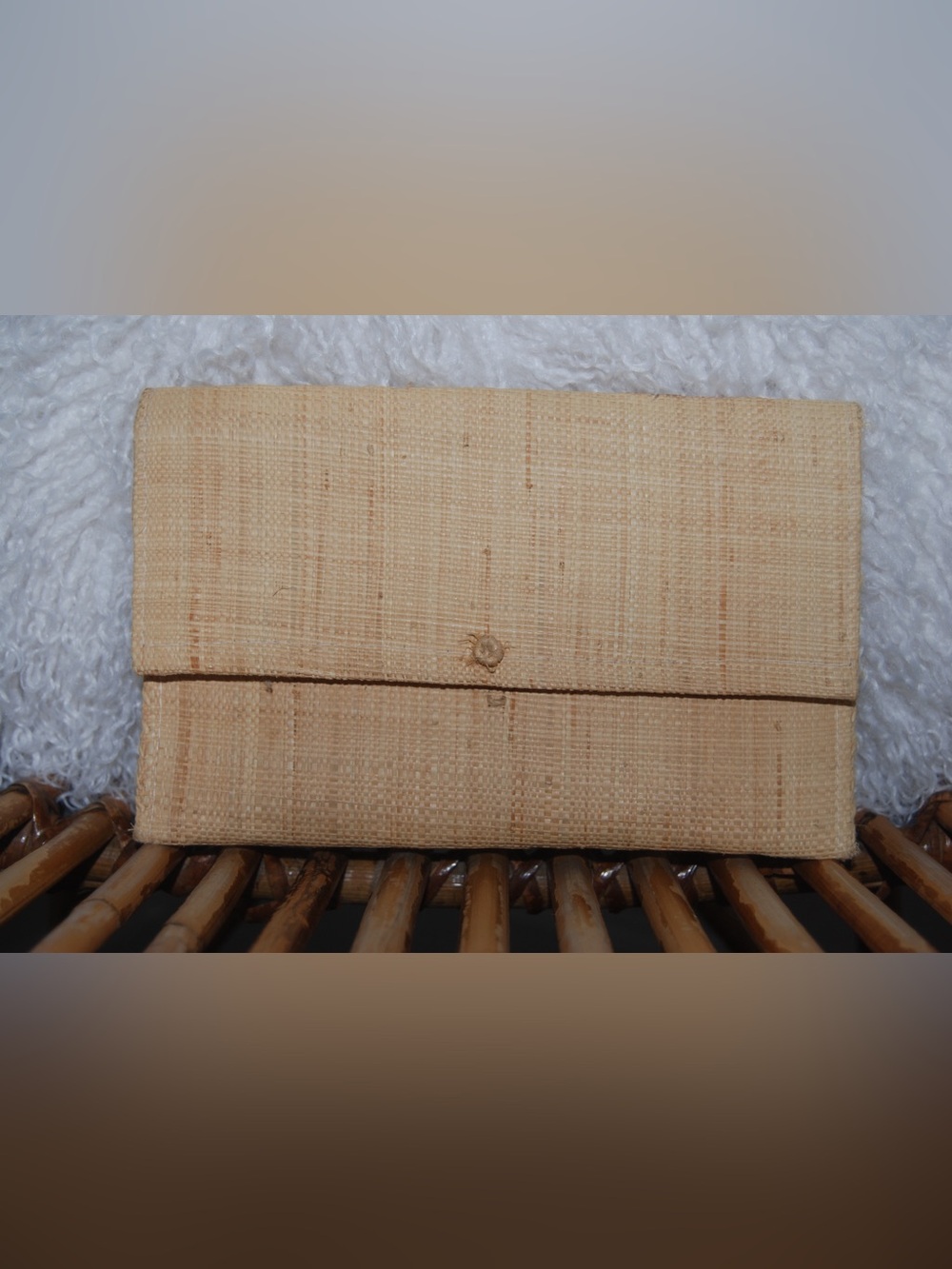Woven Straw Clutch in Natural Beige